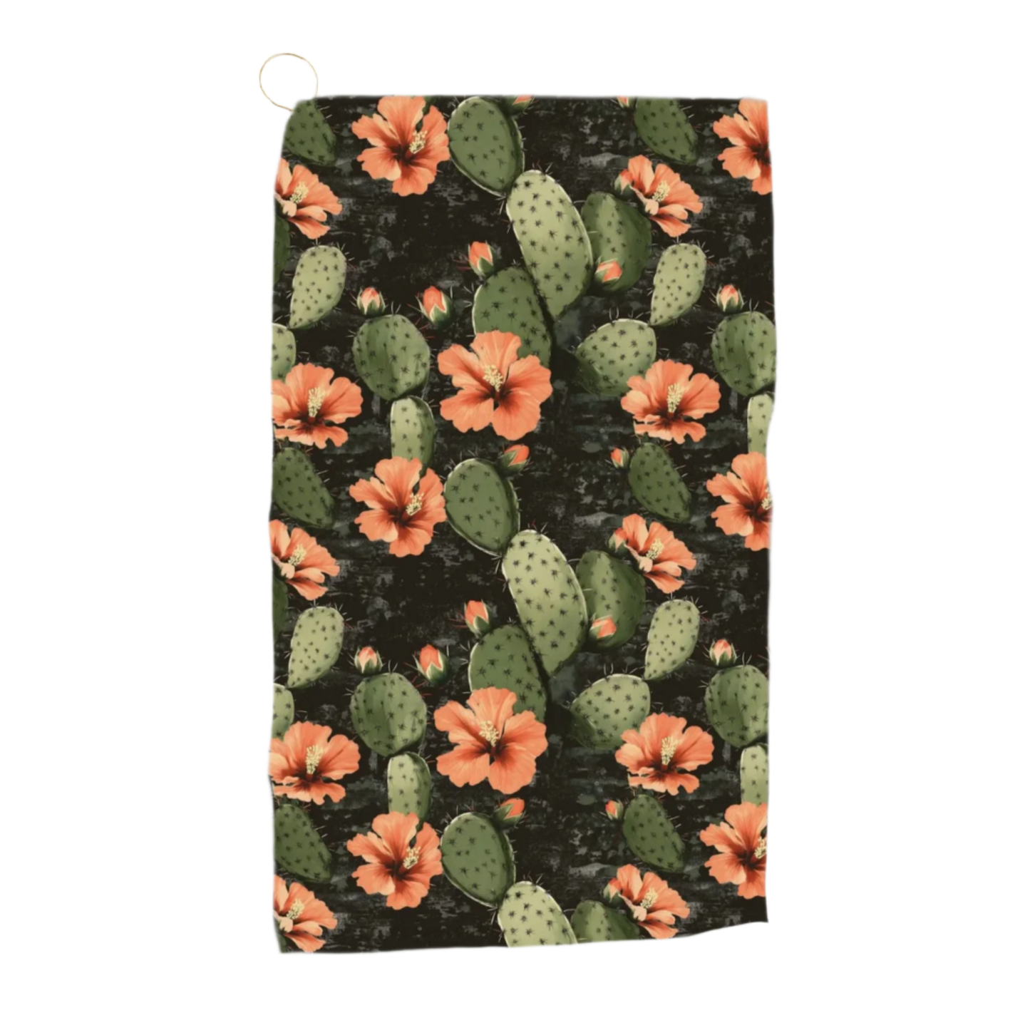 Nocturnal Nopal: Cactus Blooms Golf Towel