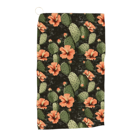 Nocturnal Nopal: Cactus Blooms Golf Towel