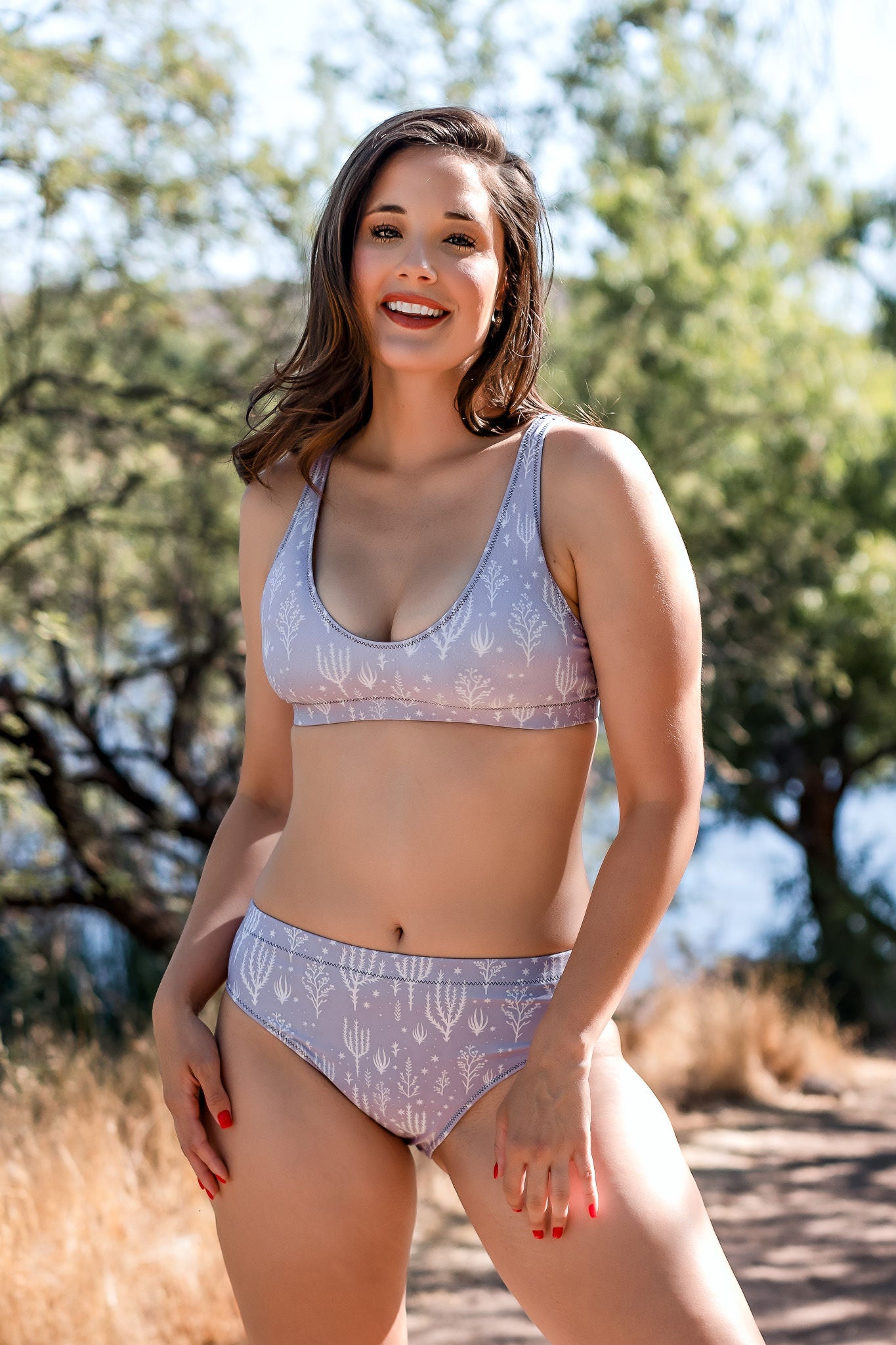 Ocotillo Sunrise: West Texas Blooms High-Waisted Bikini Top