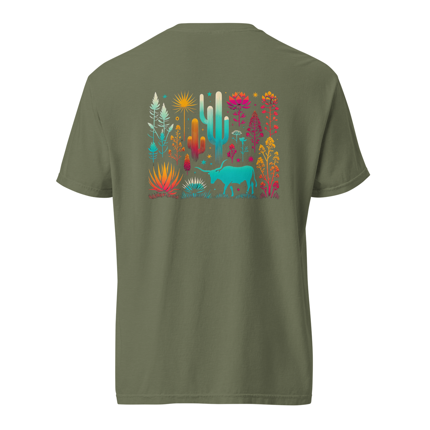 Vibrant Steer Cacti Graphic Tee