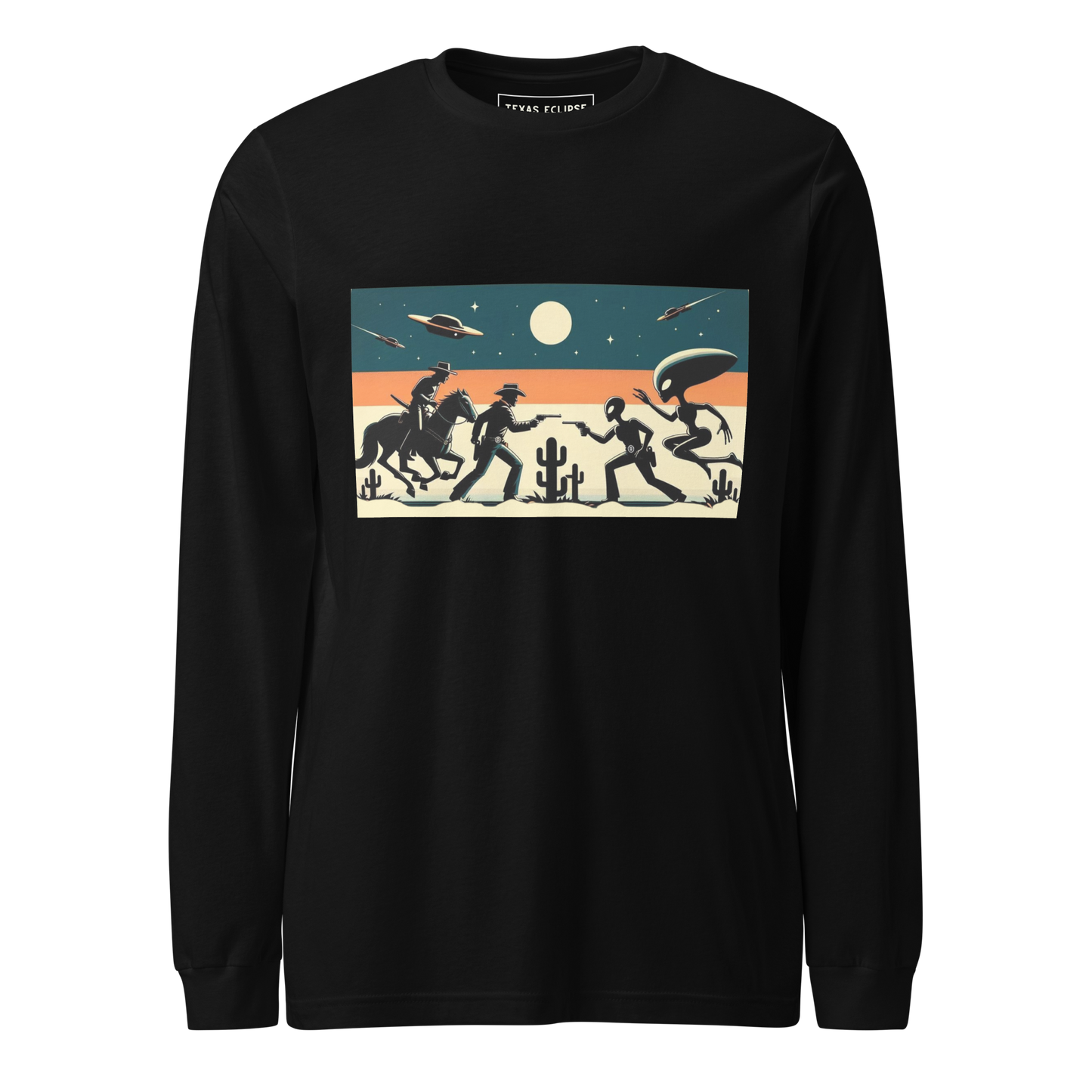 Dueling Cowboys vs Aliens Long Sleeve Graphic Tee