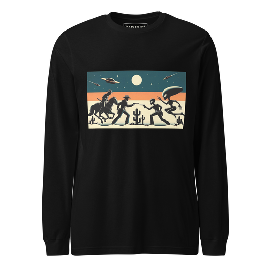 Dueling Cowboys vs Aliens Long Sleeve Graphic Tee