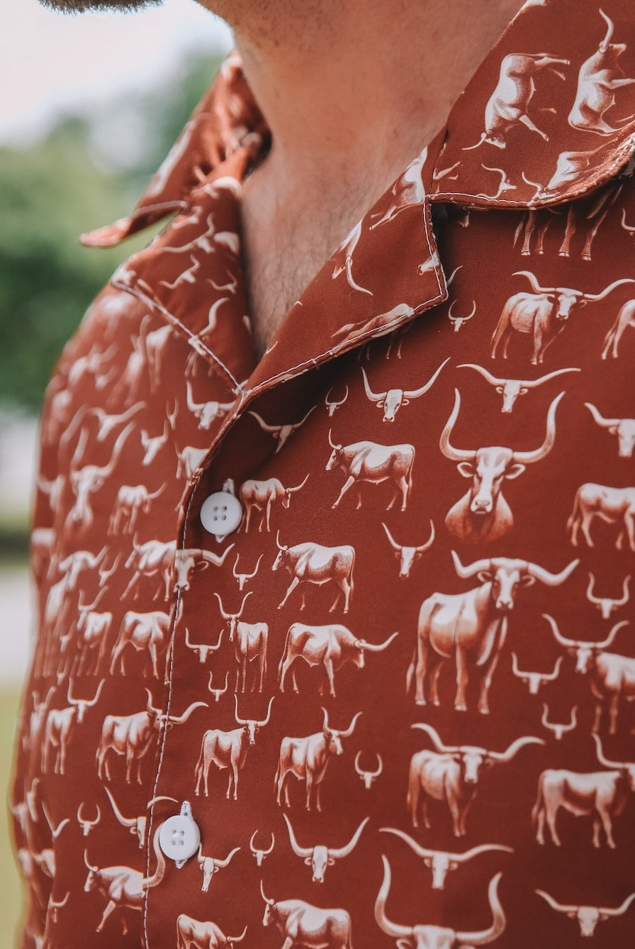 Wild Steer Fiery Longhorn Button Up Shirt