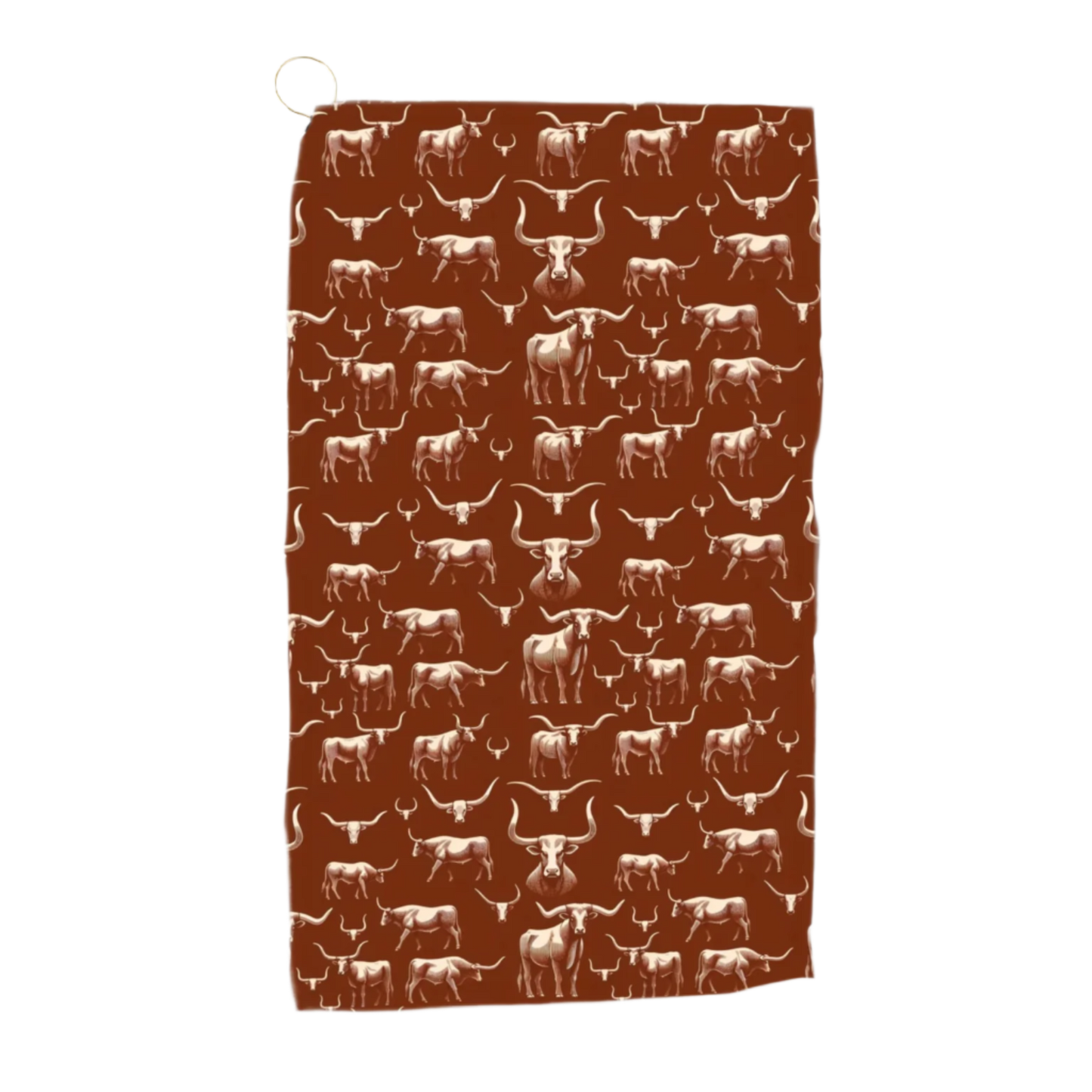 Wild Steer: Fiery Longhorn Golf Towel