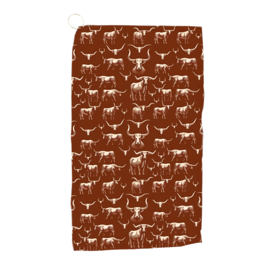 Wild Steer: Fiery Longhorn Golf Towel